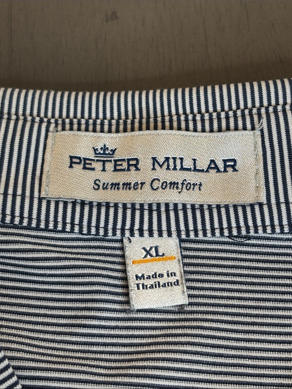 🩶 Peter Millar Men’s Golf Polo XL Blue Striped Performance Short Sleeve 🩶 - Picture 5 of 9